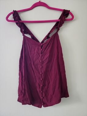 Madewell Ruffled Strap Tank in Deep Wine